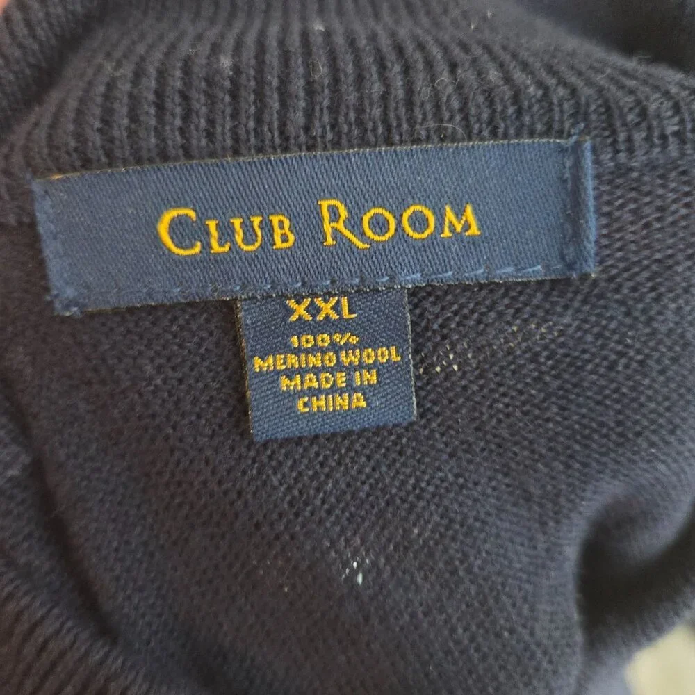 Club Room Men's Long Sleeve Pullover wool Knit Sweater Dark Blue Size XXL